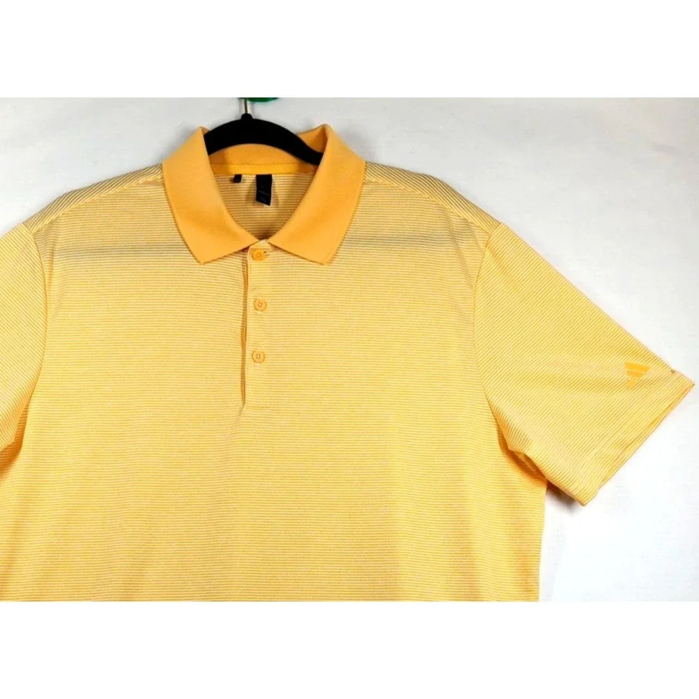 ADIDAS GOLF Men's Micro Stripe Short Sleeve Polo Acid Orange Sz L‎ Logo Outdoor